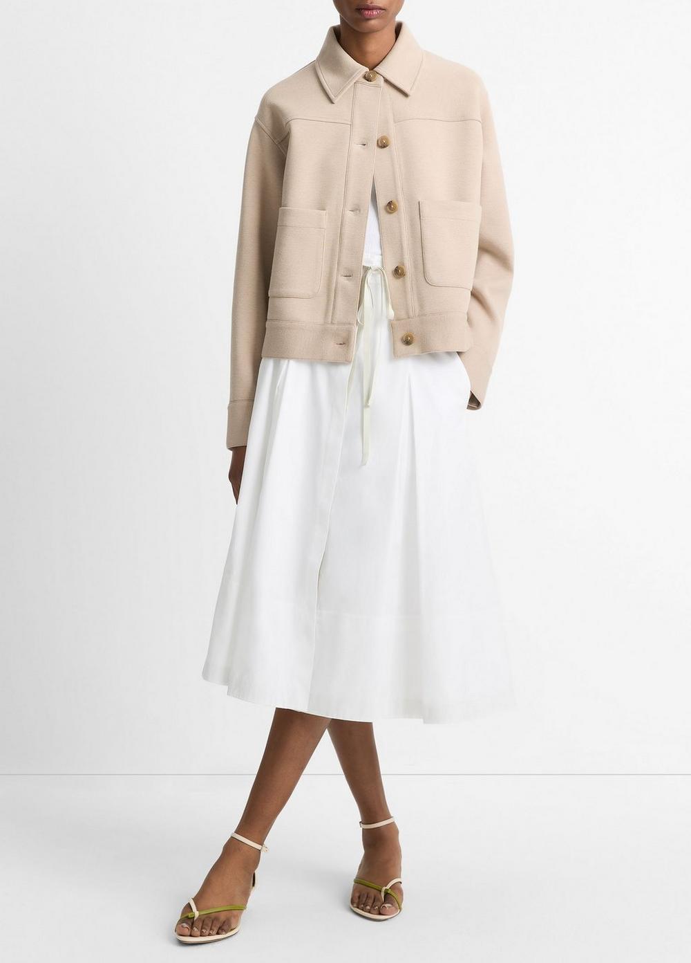 Womens Double-Face Cropped Jacket, Light Sandbar, Size L Vince Product Image