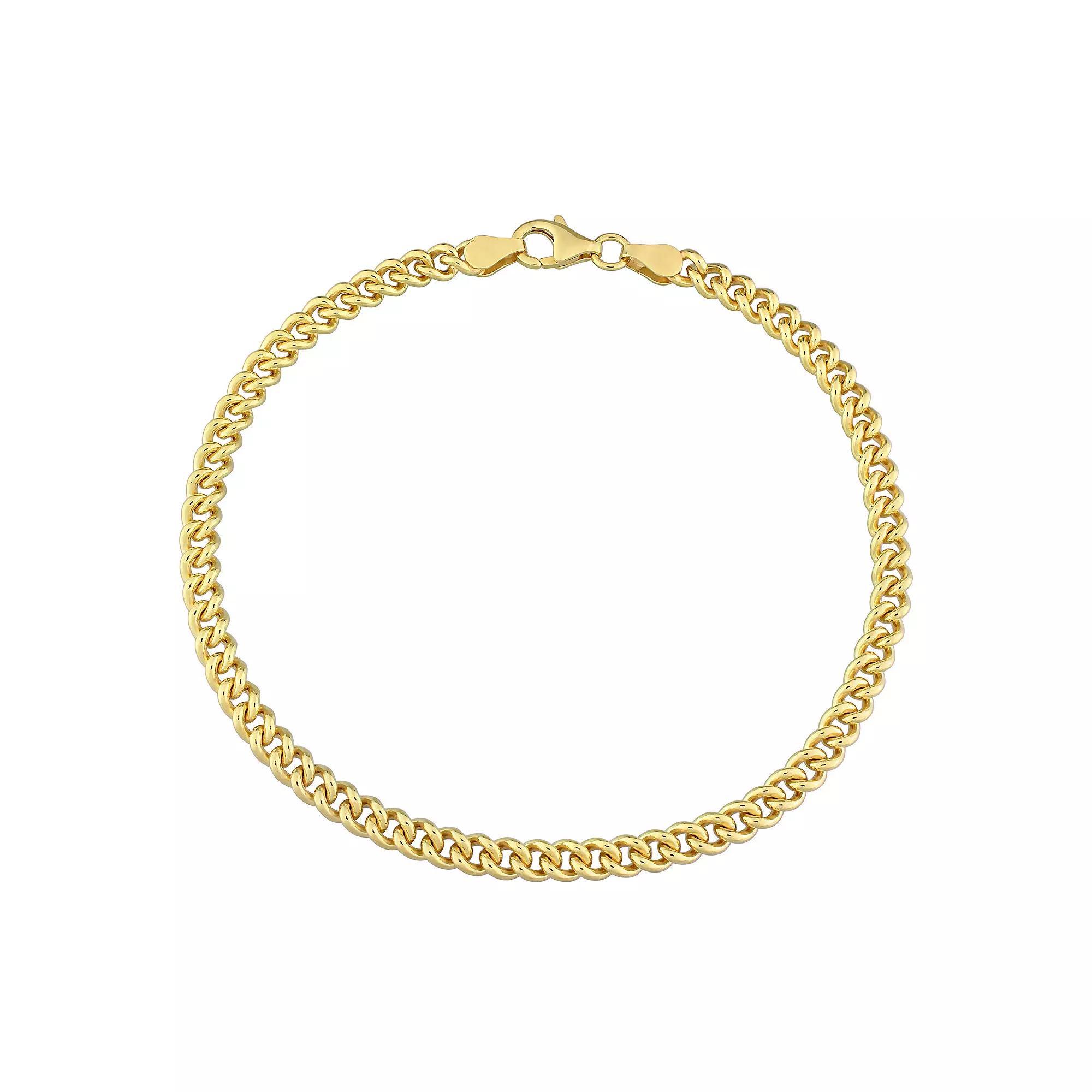 Stella Grace 18k Gold Over Silver Curb Link Chain Anklet, Women's, Size: 9", Gold Tone Product Image