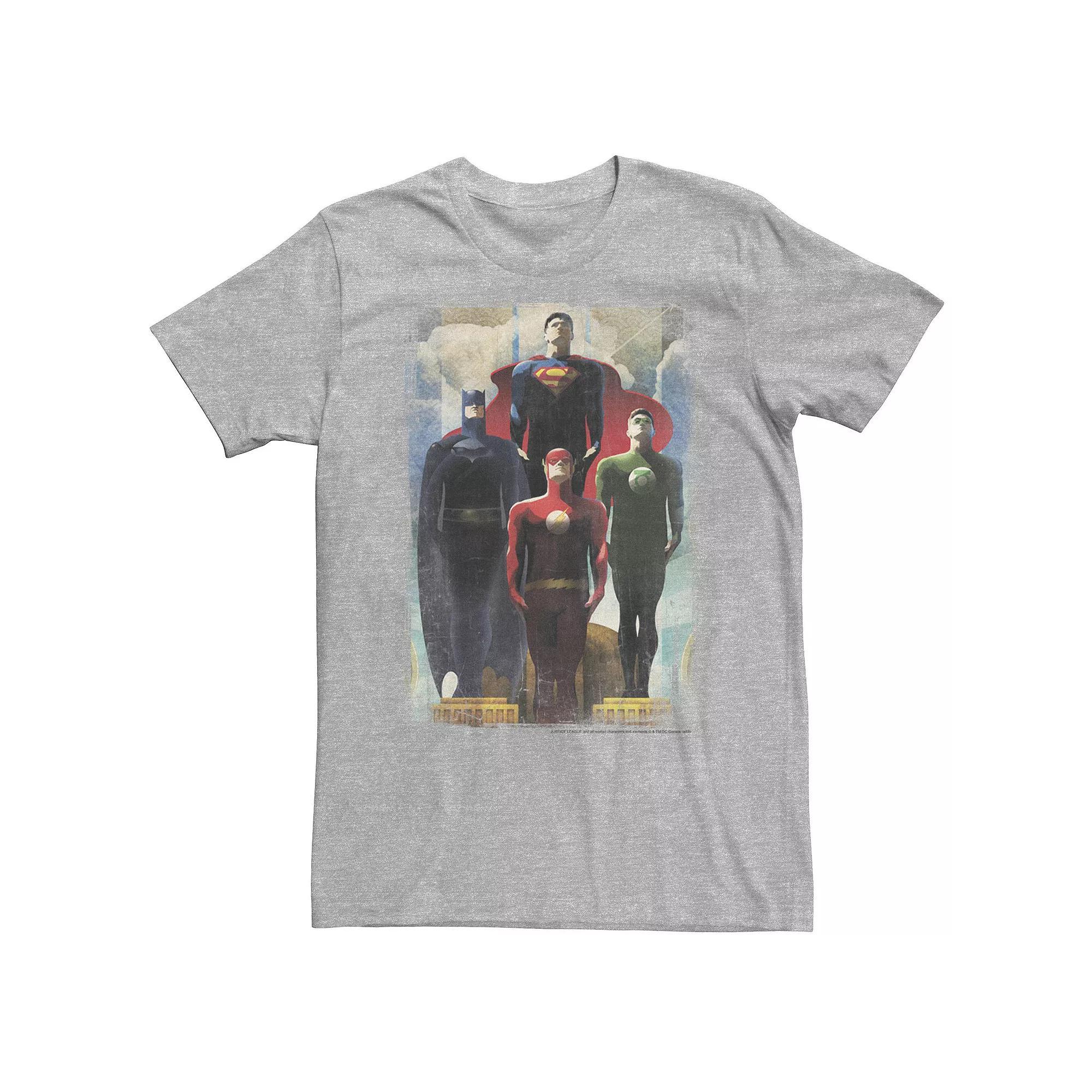 Big & Tall DC Comics Justice League Heroes Look Up Tee, Men's, Size: XXL Tall, Athletic Grey Product Image