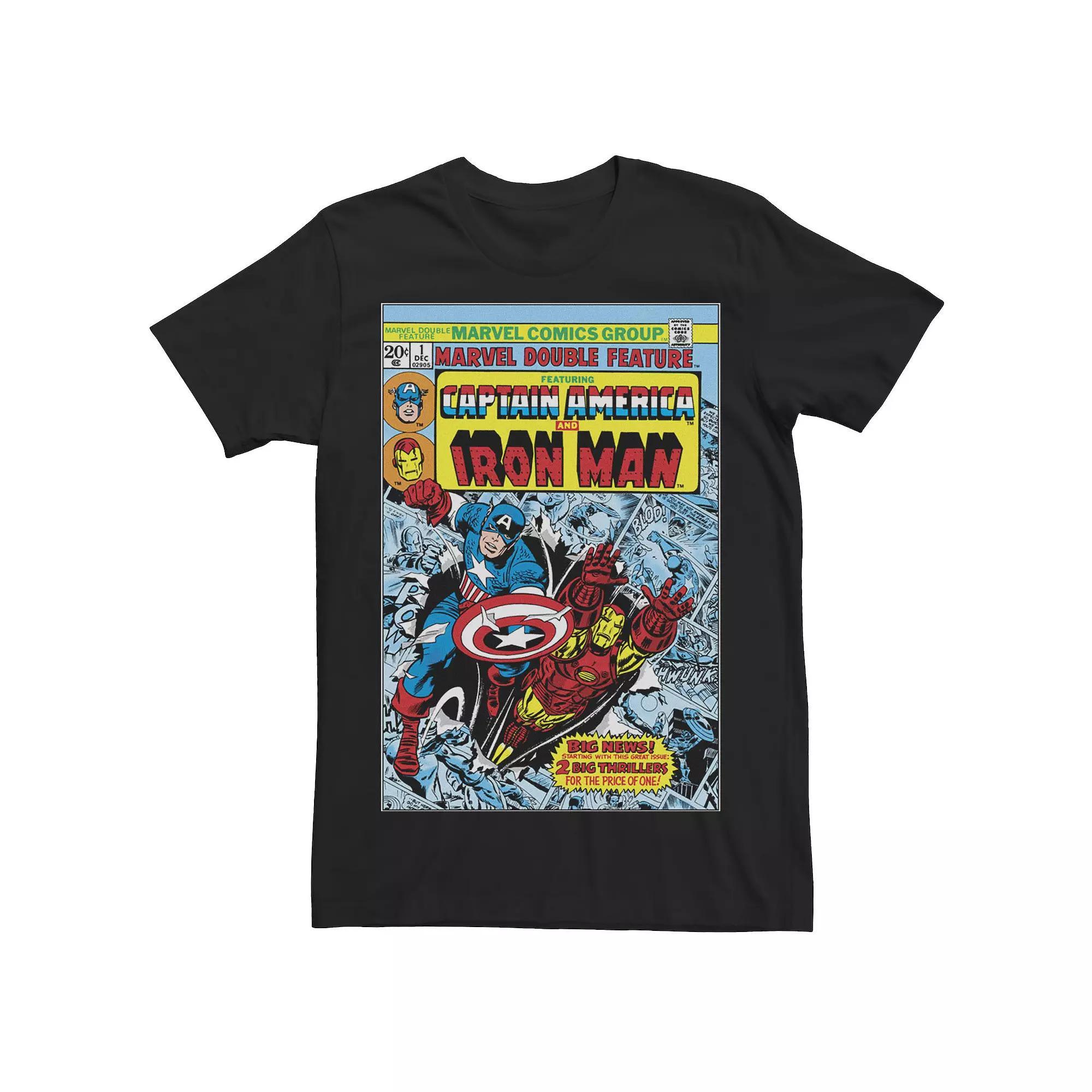 Men's Marvel Captain America & Iron Man Comic Cover Tee, Size: XXL, Black Product Image