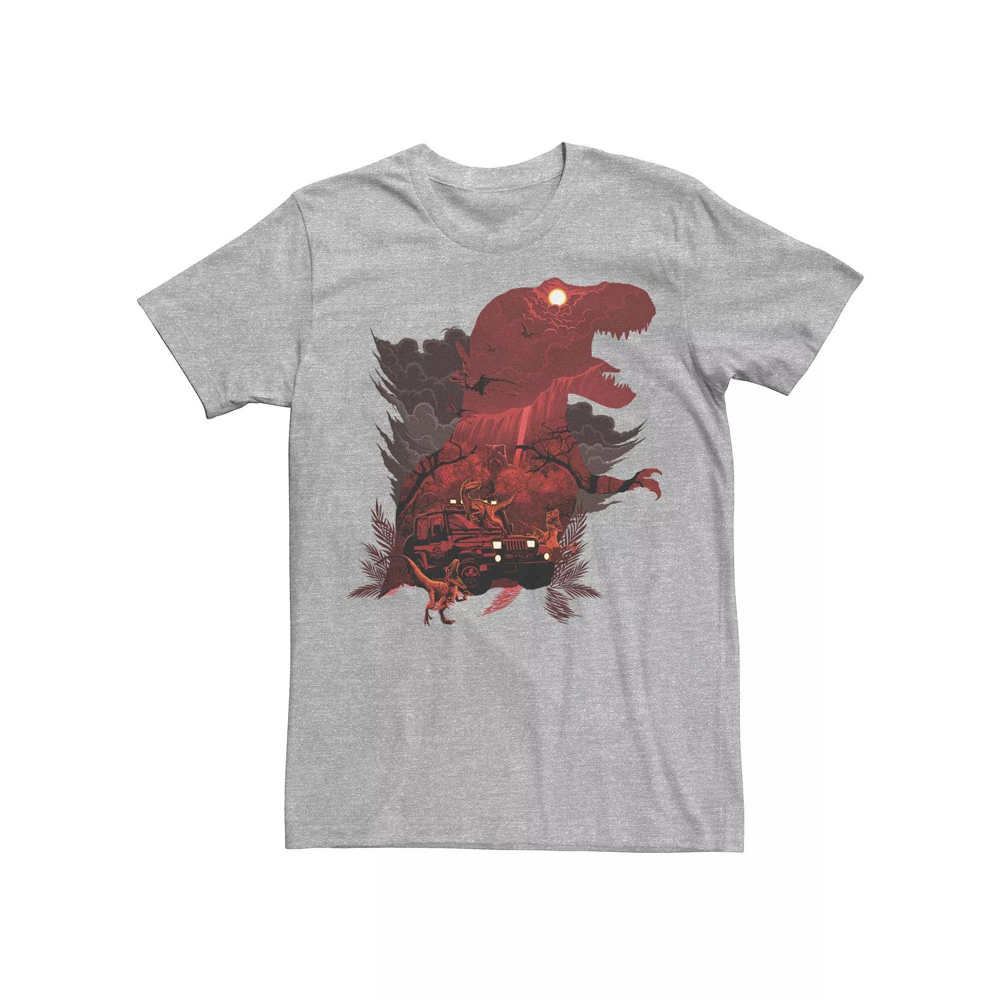 Men's Jurassic Park T-Rex Red Safari Collage Graphic Tee, Size: XXL, Red Grey Product Image