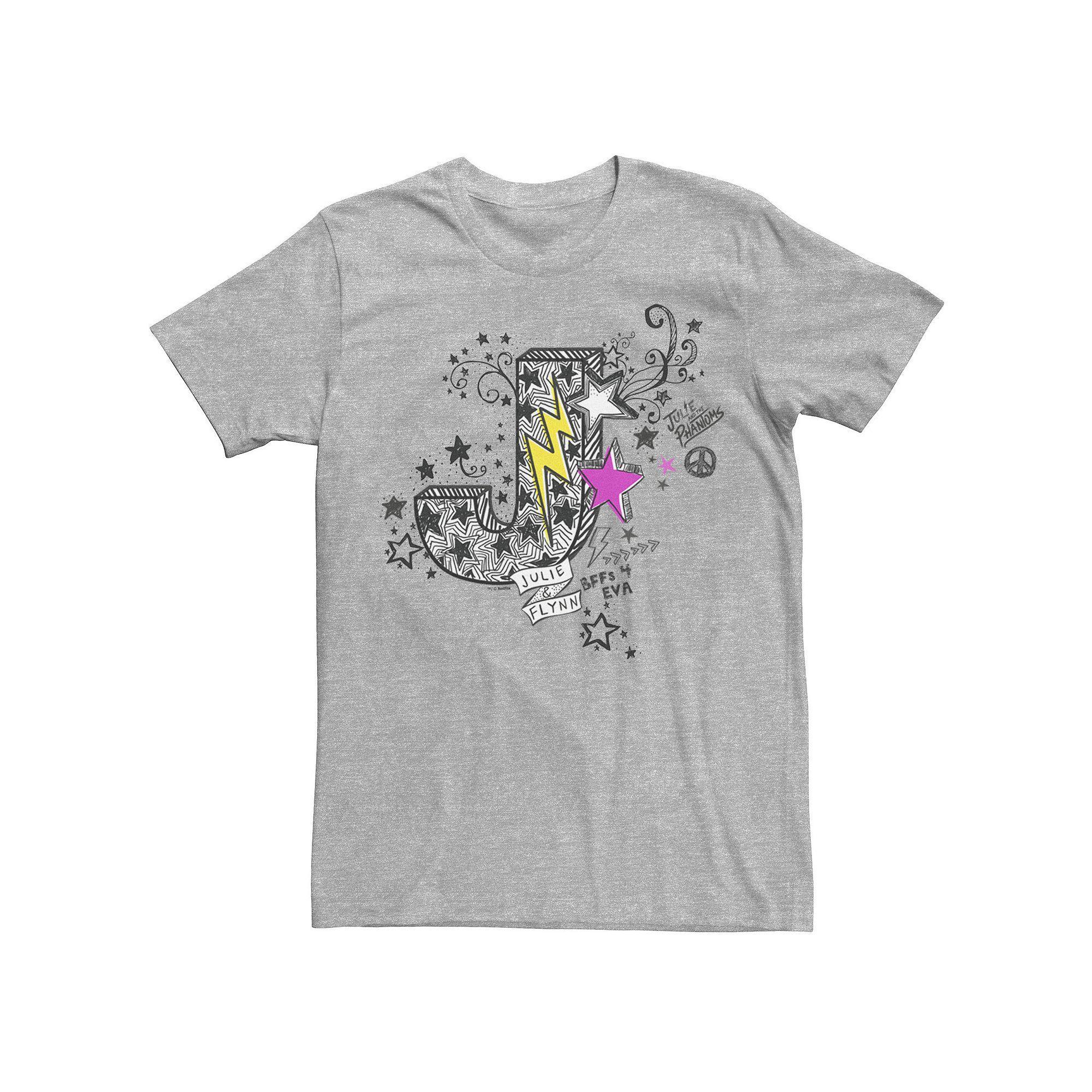 Men's Julie And The Phantoms Julie & Flynn J Sketch Tee, Size: Large, Athletic Grey Product Image