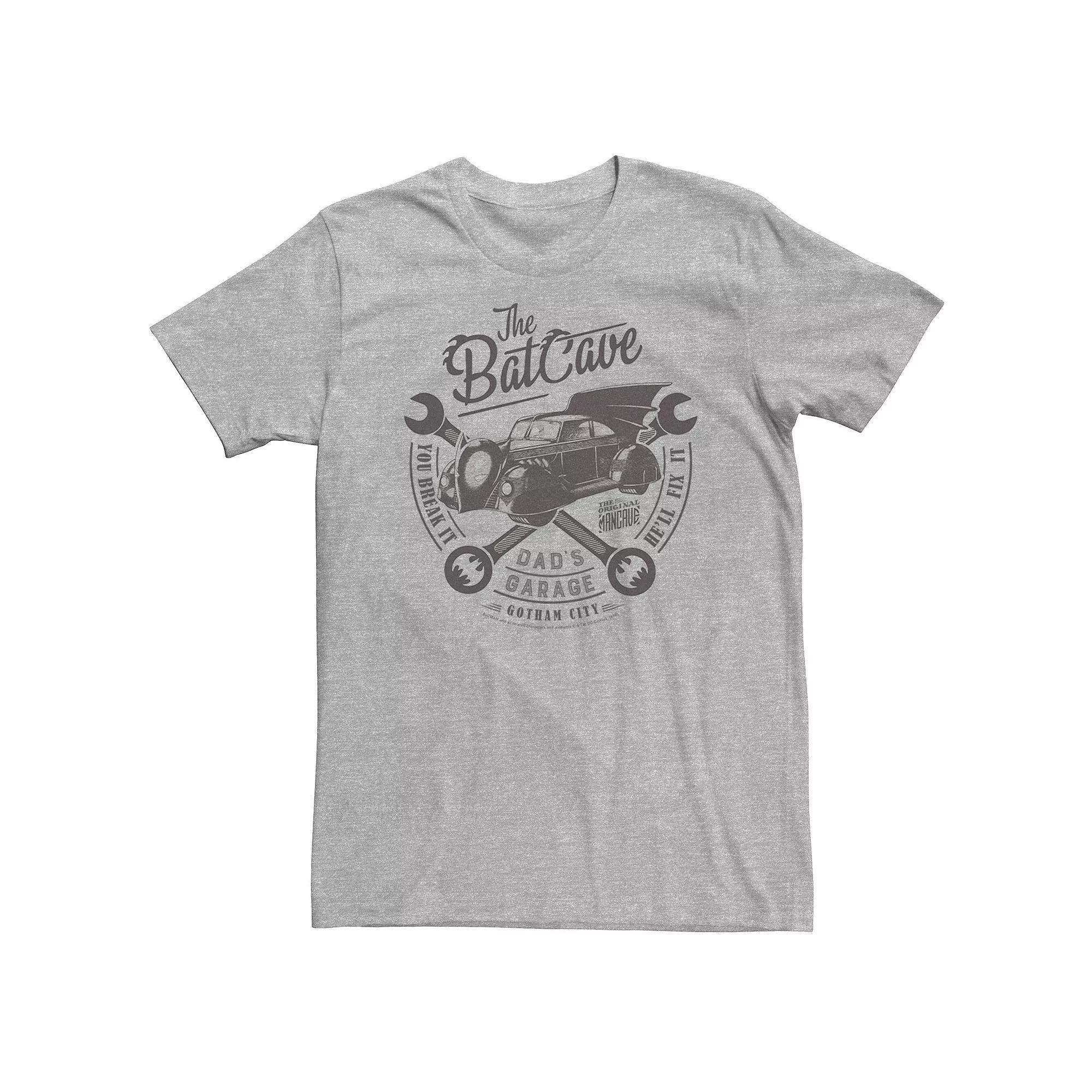 Big & Tall DC Comics The Bat Cave Circle Text Poster Tee, Men's, Size: 4XLT, Athletic Grey Product Image