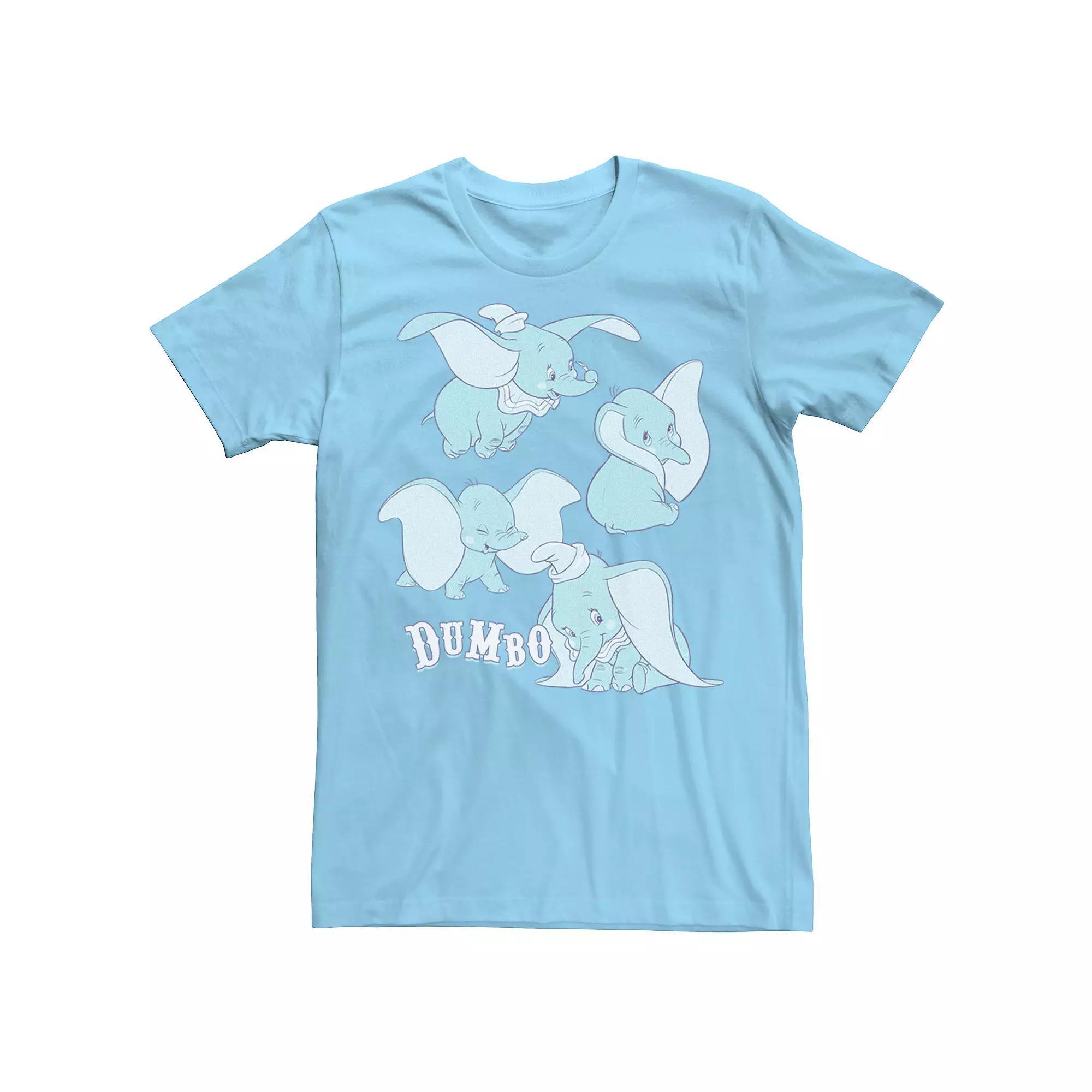 Disney's Dumbo Men's Pink Poses Happy Collage Portrait Tee, Size: Large, Light Blue Product Image