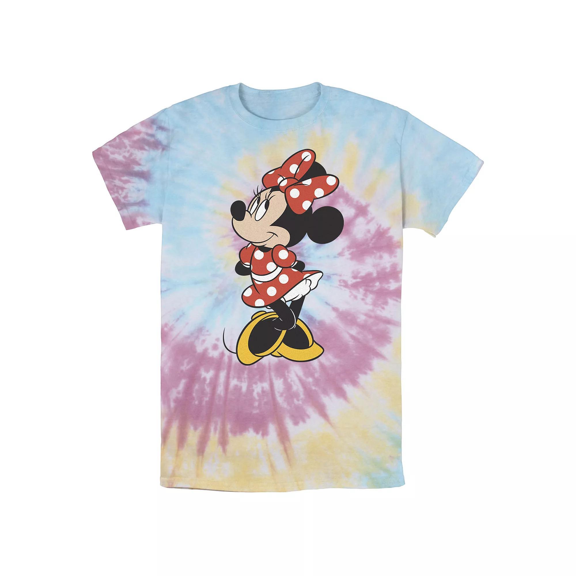 Men's Disney Minnie Mouse Vintage Minnie Pose Wash Tee, Size: Small, Blue Pink Light Yellow Product Image