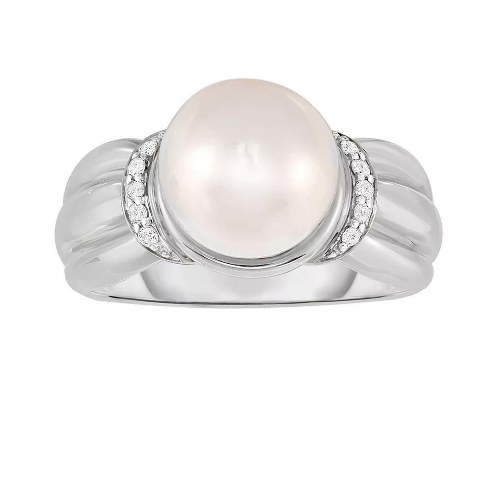 Sterling Silver Freshwater Cultured Pearl & Diamond Accent Ring, Women's, Size: 7 Product Image