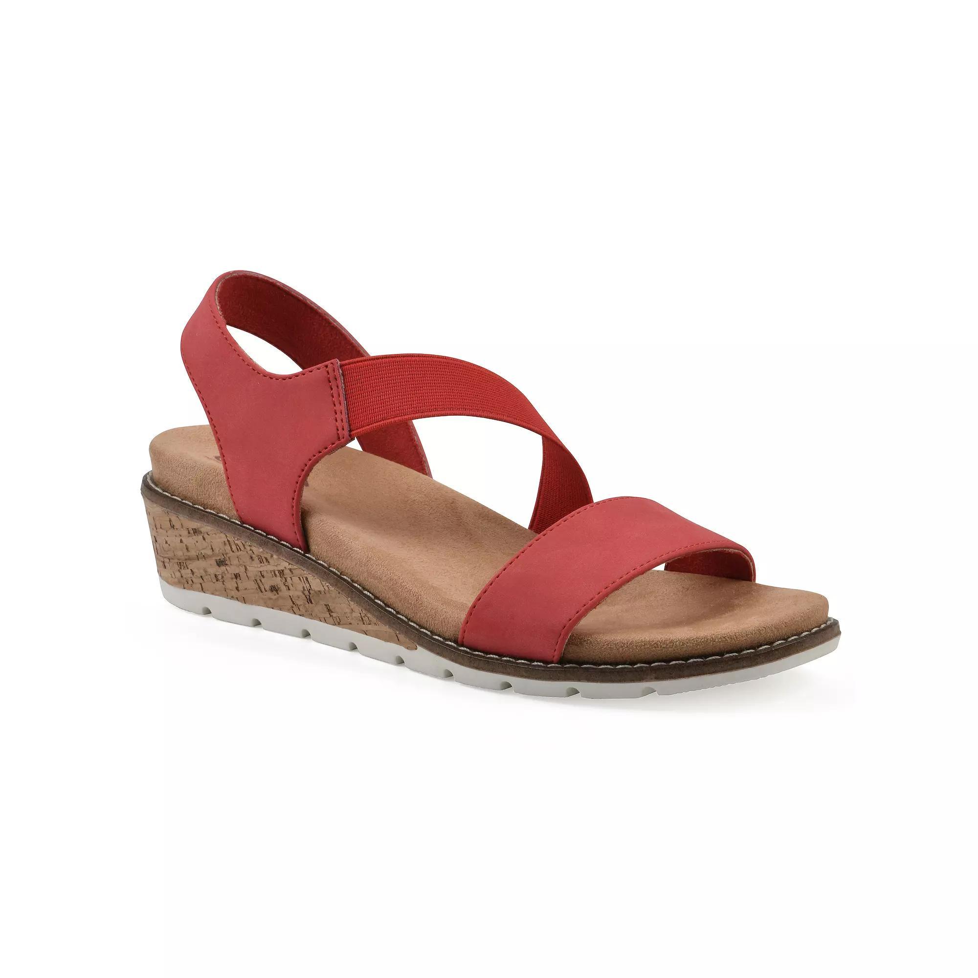 Cliffs by White Mountain Tinnley Women's Wedge Sandals, Size: 7.5, Red Nubuck Product Image