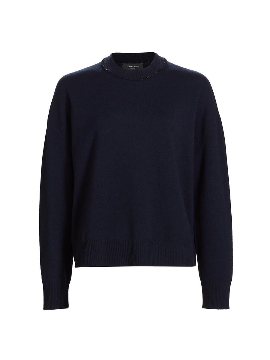 Womens Sequined Crewneck Wool-Blend Sweater Product Image