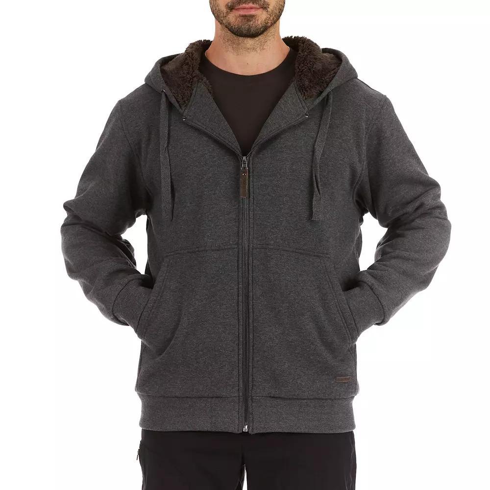 Men's Smith's Workwear Buffalo Plaid Sweater Fleece Hooded Jacket, Size: XL, Grey Grey Black Product Image