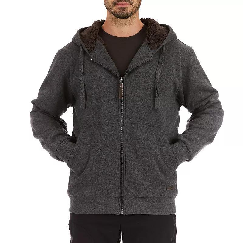 Men's Smith's Workwear Buffalo Plaid Sweater Fleece Hooded Jacket, Size: XL, Grey Grey Black Product Image