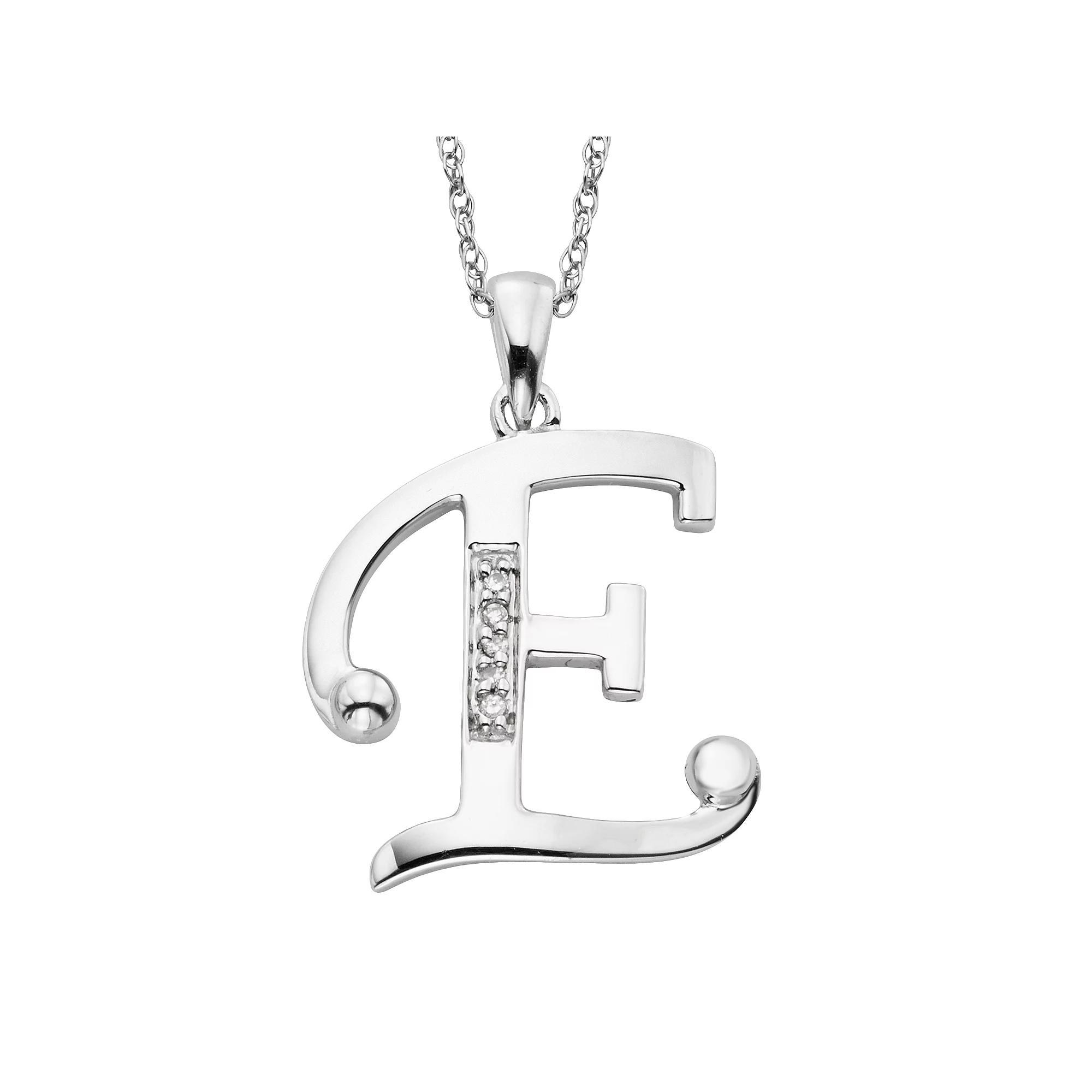 Sterling Silver Diamond Accent Initial Pendant, Womens Product Image