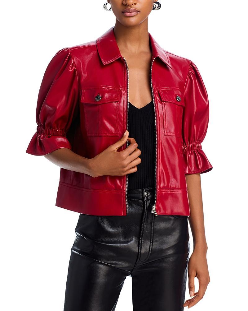 Cinq a Sept Faux Leather Puff Sleeve Jacket Product Image