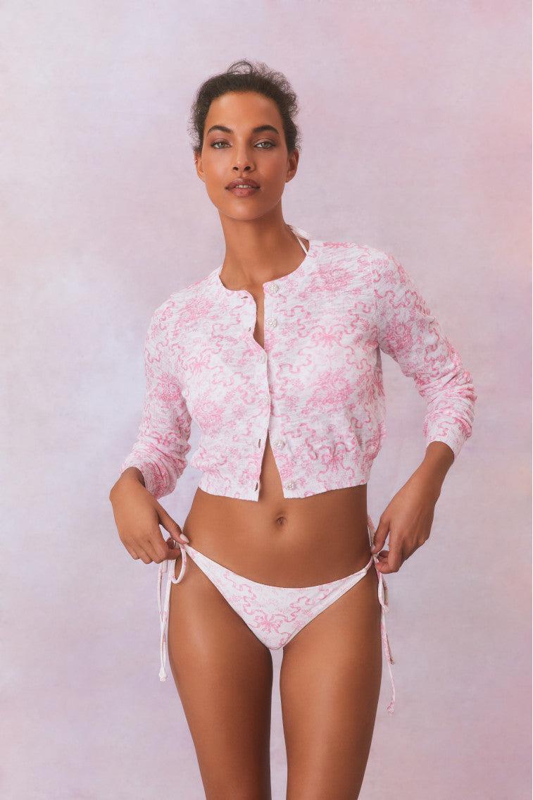 Pinky Bow Print Cardigan Product Image