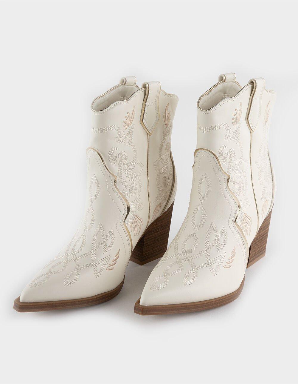 MIA Wendi Womens Western Short Boots - WHITE/GOLD Product Image