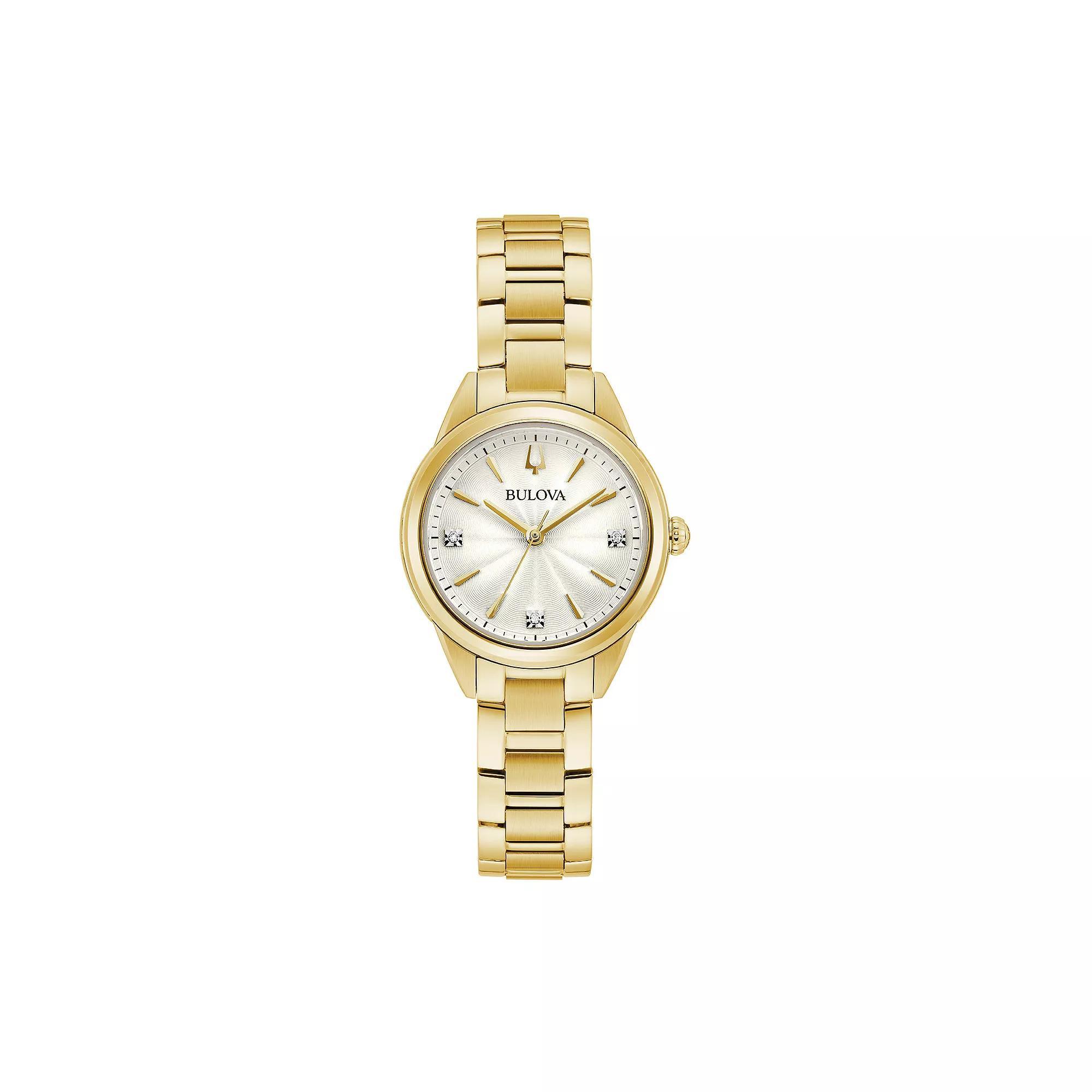Bulova Womens Diamond Accent Rose Gold-Tone Stainless Steel Watch - 97P151K Rose Gold Tone Product Image