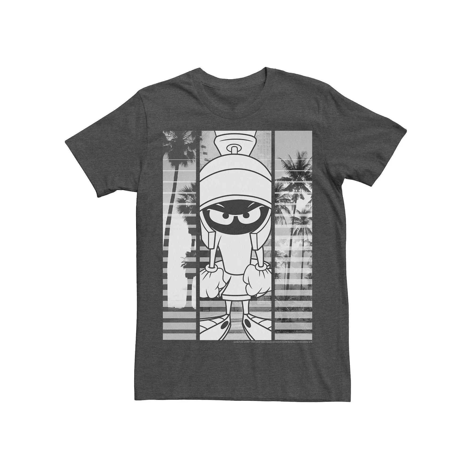 Men's Looney Tunes Marvin The Martian Grey Scale Panels Tee, Size: XL, Grey Heather Product Image
