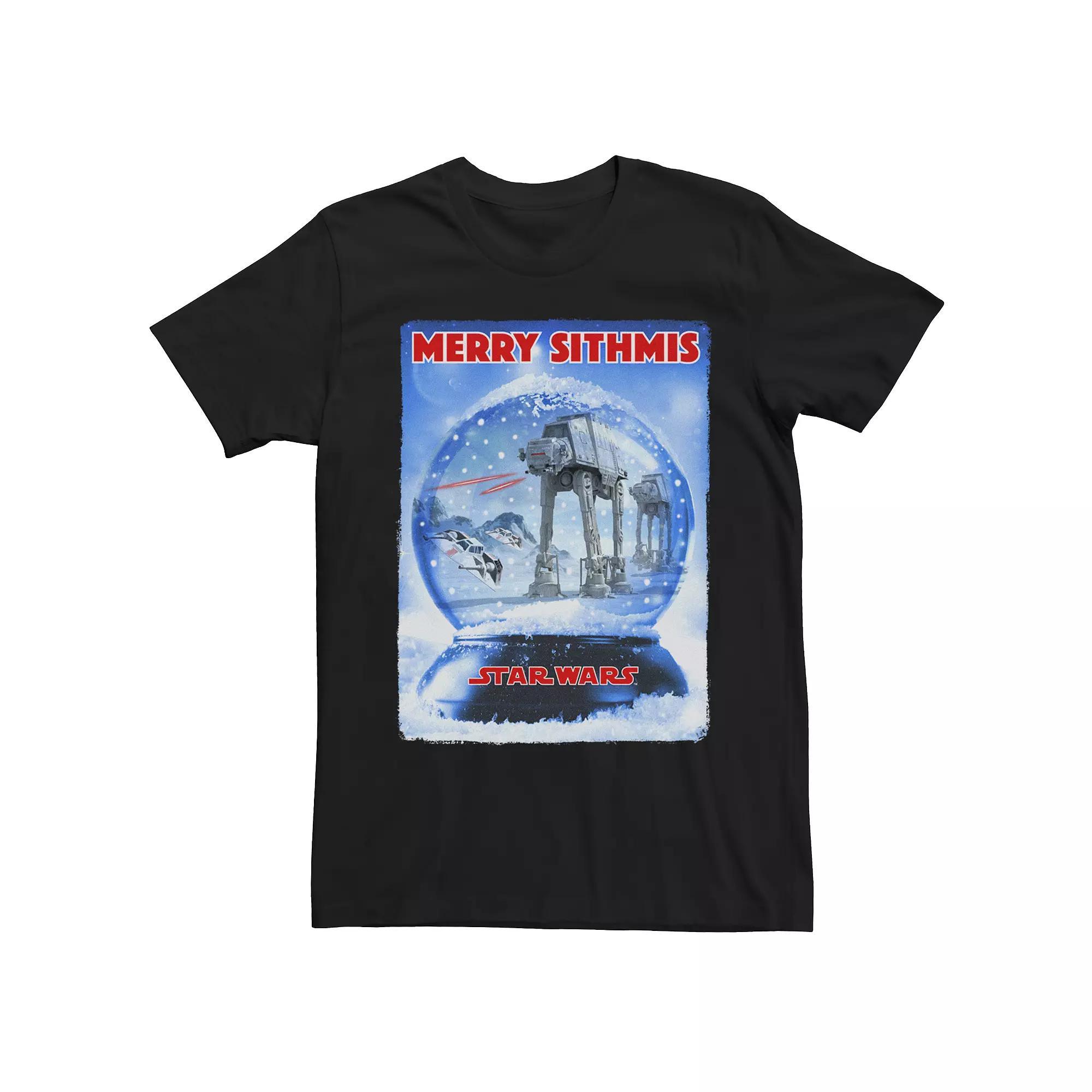 Men's Star Wars Merry Sithmas AT-AT Snow Globe Tee, Size: Medium, Black Product Image