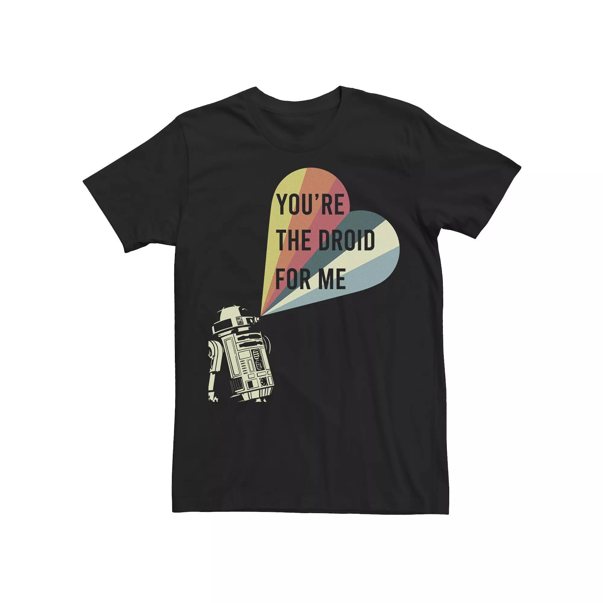 Men's Star Wars R2-D2 Droid For Me Striped Heart Tee, Size: XL, Grey Product Image