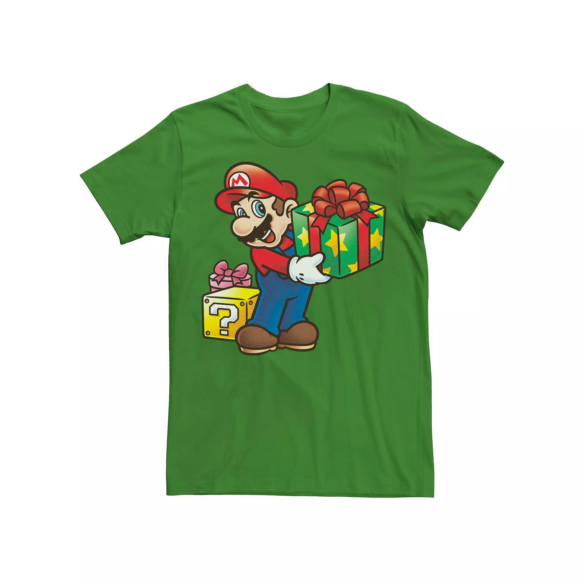 Men's Nintendo Super Mario Wrapped Christmas Presents Tee, Size: 3XL, Kelly Product Image