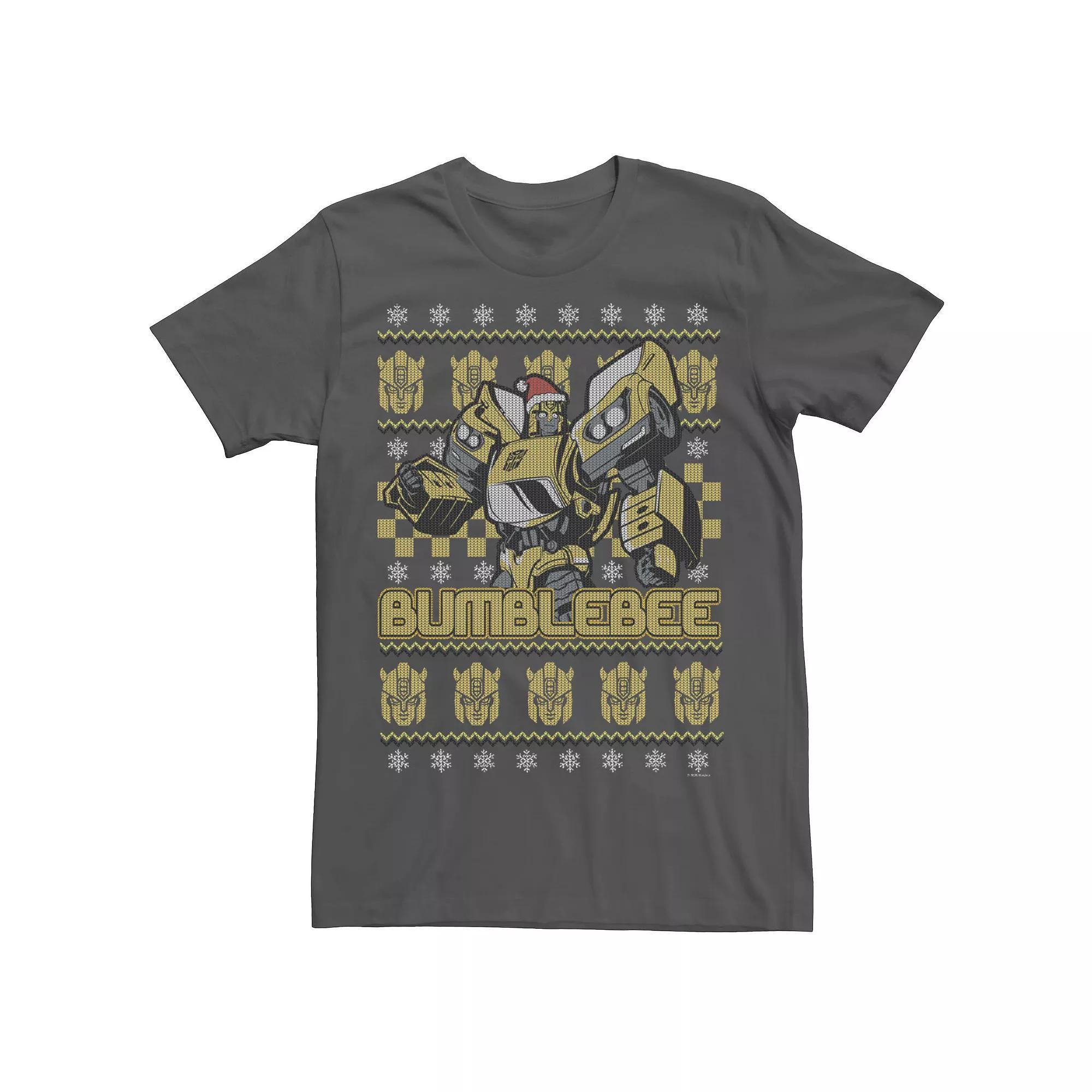Men's Transformers Christmas Bumblebee Ugly Sweater Tee, Size: Small, Grey Product Image