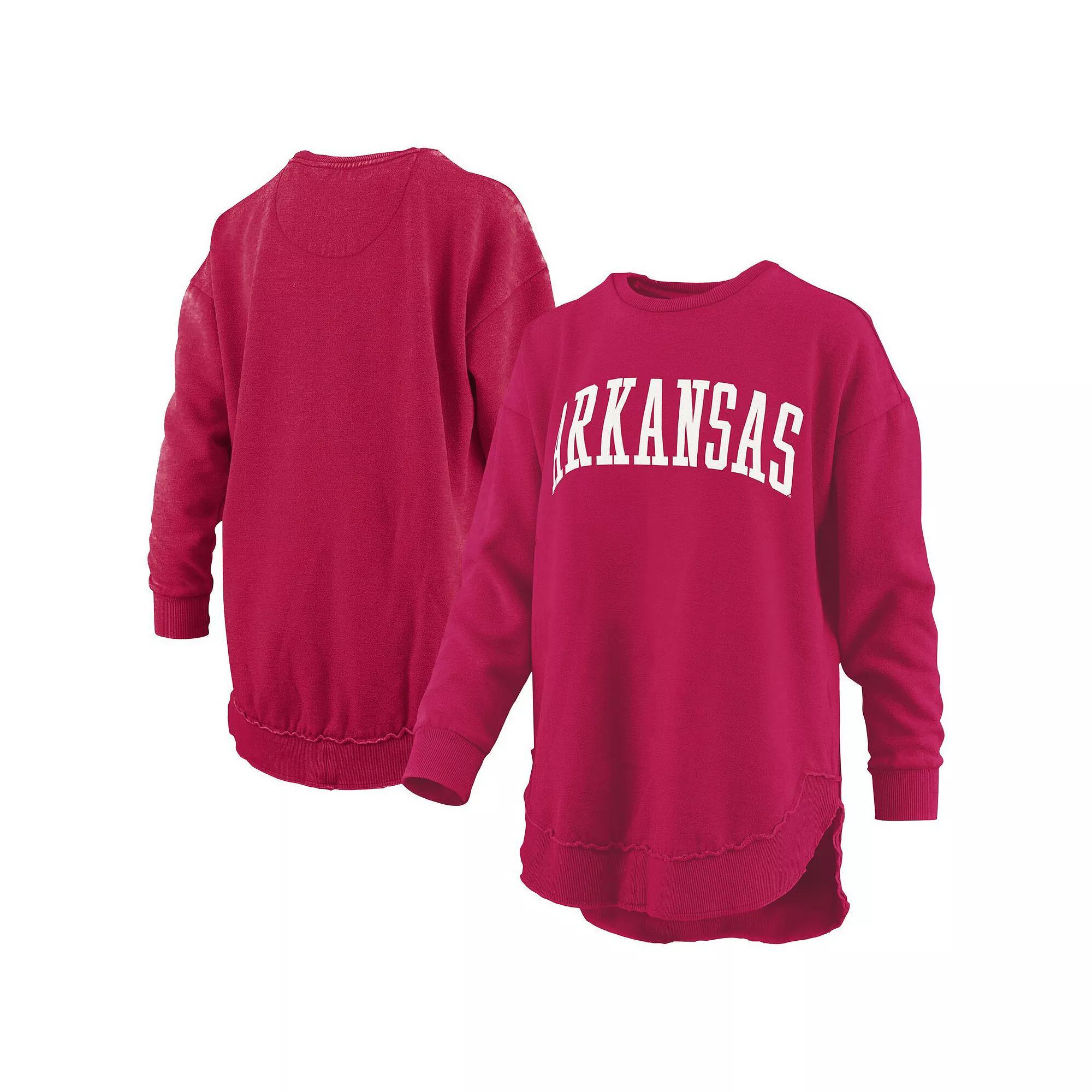 Women's Pressbox  Cardinal Arkansas Razorbacks Melange Poncho Vintage Fleece Long Sleeve Pullover Sweatshirt, Size: XL, Red Product Image