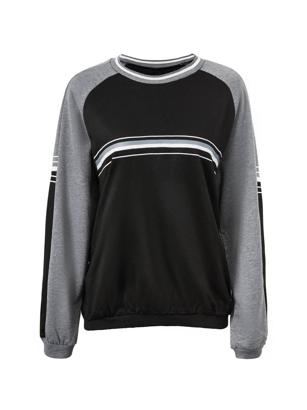 Patchwork Striped Crew Sweatshirt Product Image