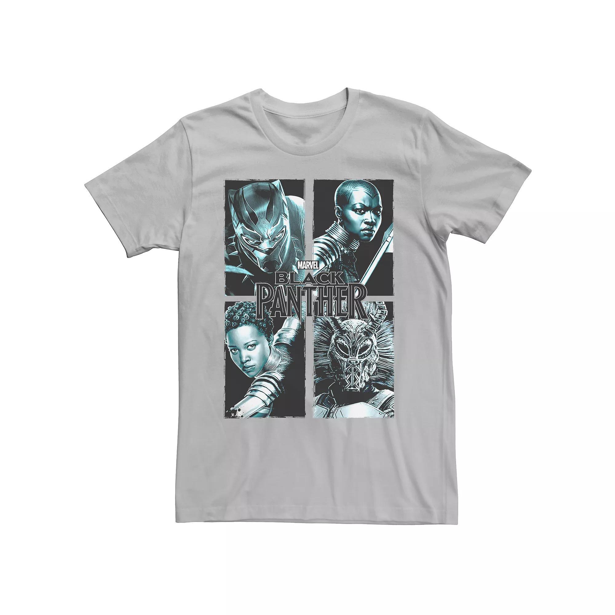 Men's Black Panther Characters Tee, Size: XL, Silver Product Image