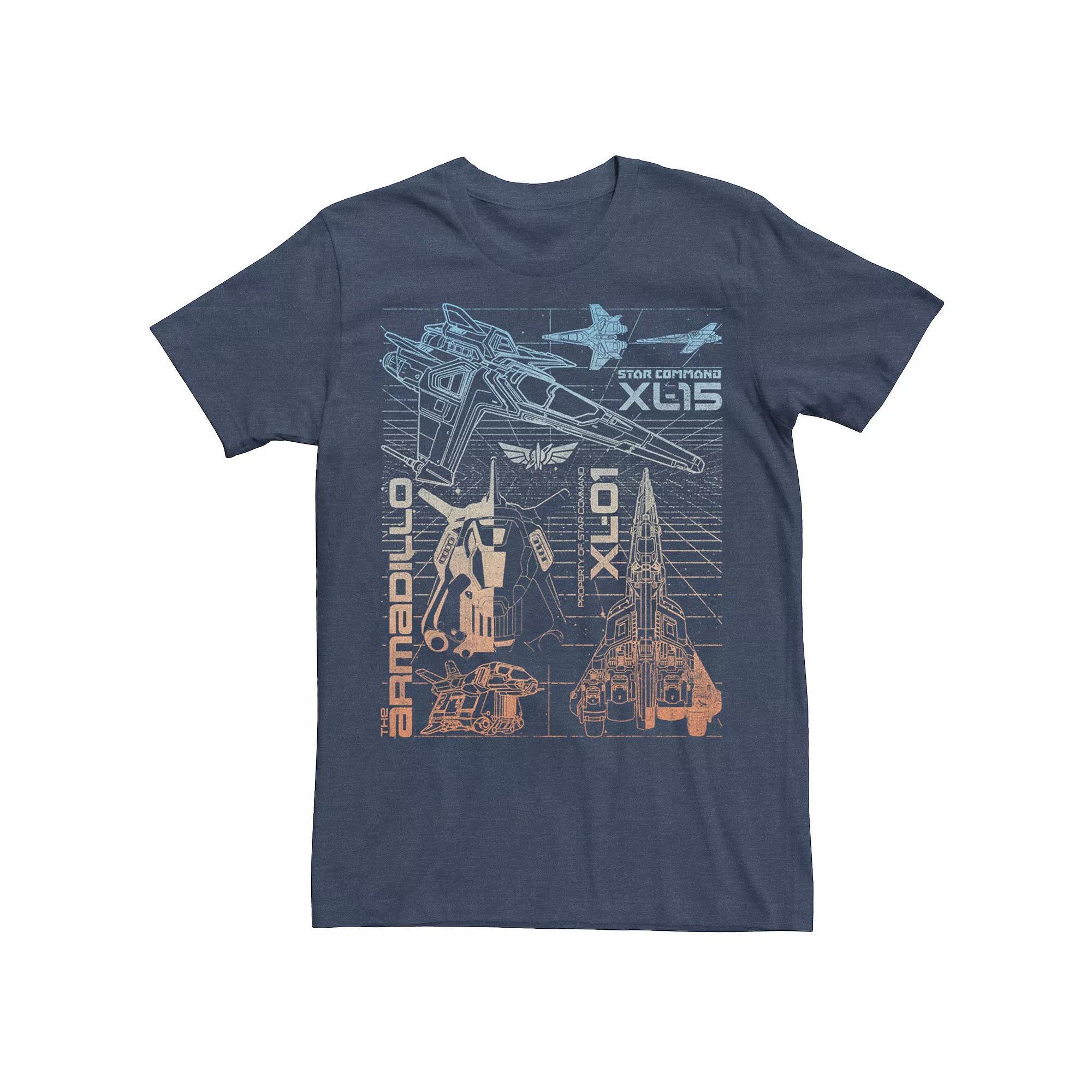 Disney / Pixar's Lightyear Men's Star Command Spaceships Logo Tee, Size: XXL, Navy Grey Product Image