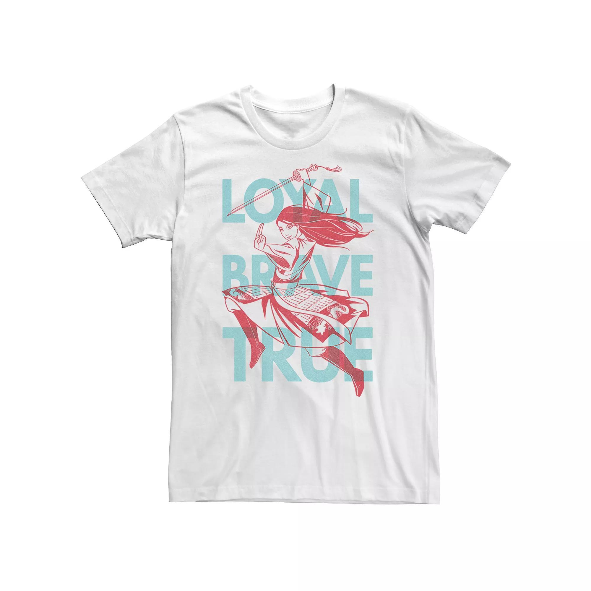 Big & Tall Disney Mulan Live Action Loyal Brave True Text Overlay Tee, Men's, Size: 4XL Tall, White Product Image