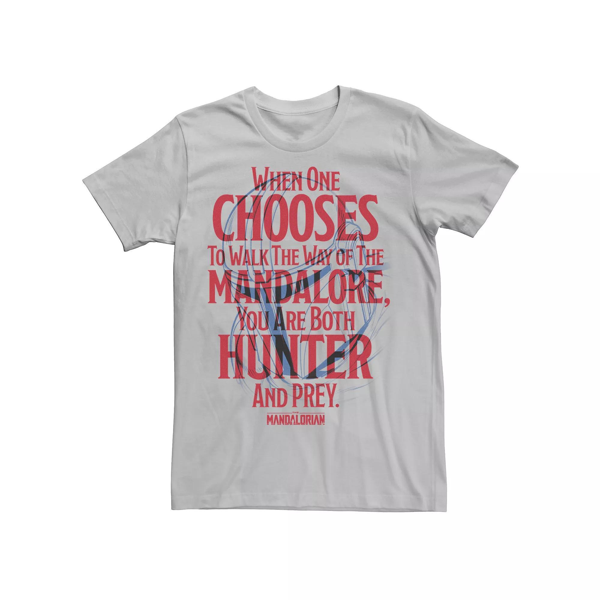 Men's Star Wars The Mandalorian You Are Both Hunter And Prey Tee, Size: Small, Silver Product Image