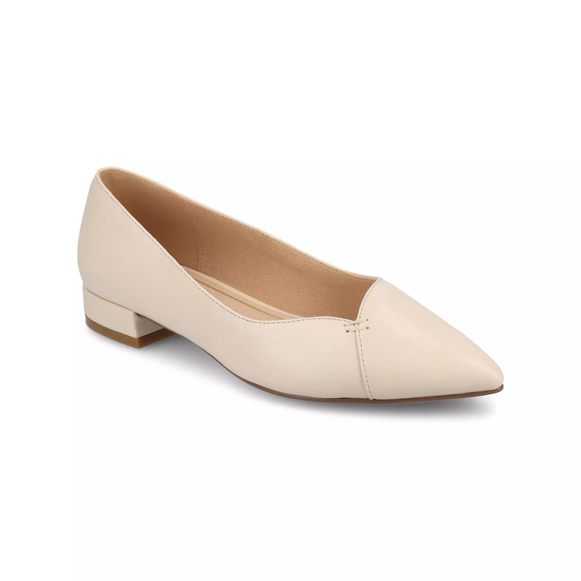 Journee Medium and Wide Width Carmin Women's Slip-On Low Block Heel Dress Flats, Size: 6.5, Ivory Product Image