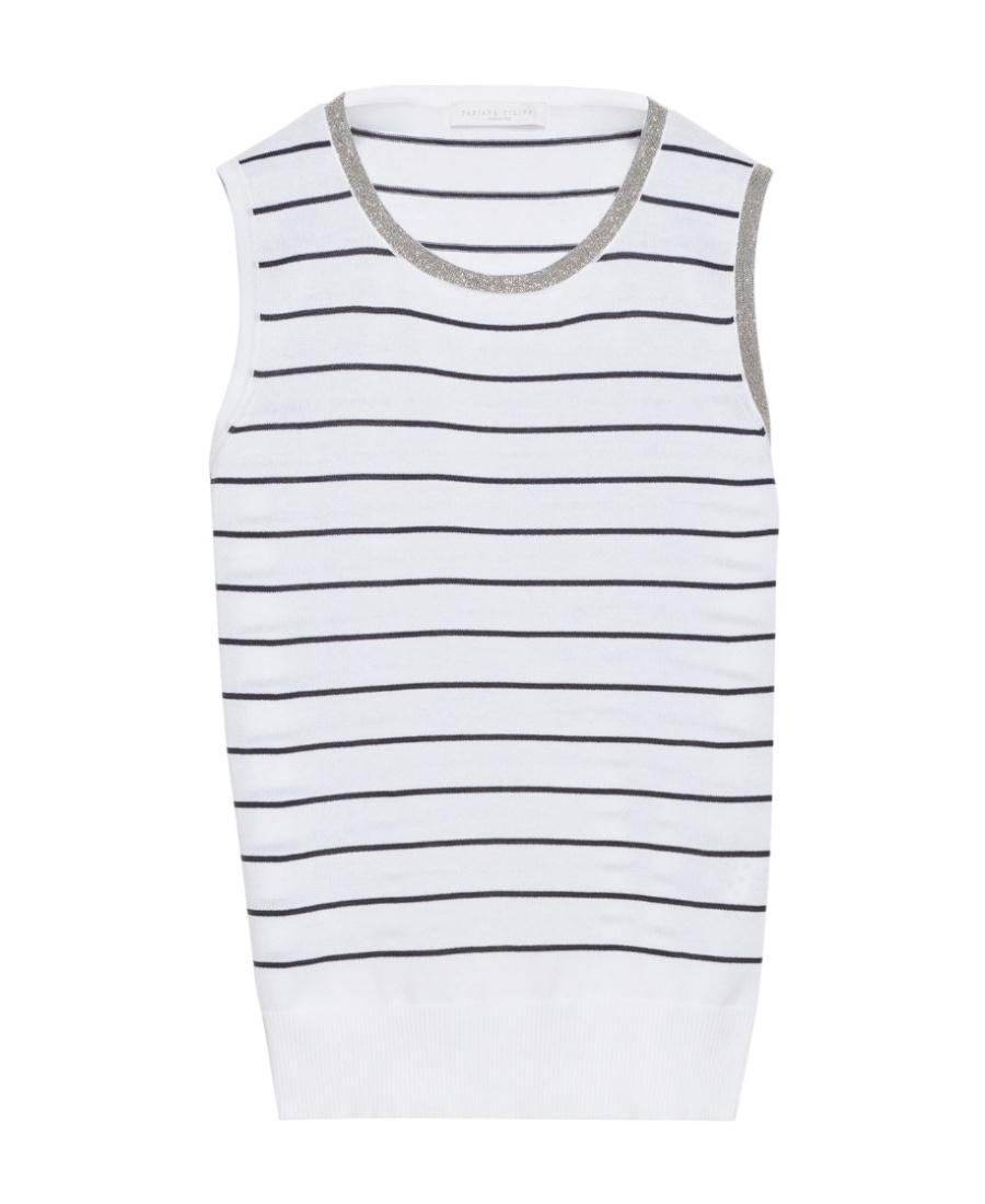 FABIANA FILIPPI Sleeveless V-neck Knitted Sweater In Multi Product Image