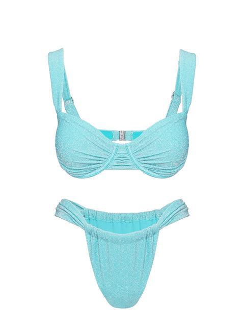 Siella Underwire Glitter Bikini Top Blue Product Image