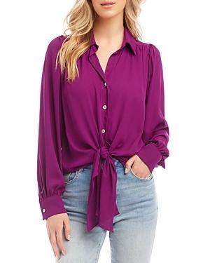Karen Kane Tie Front Top (Iris) Women's Clothing Product Image