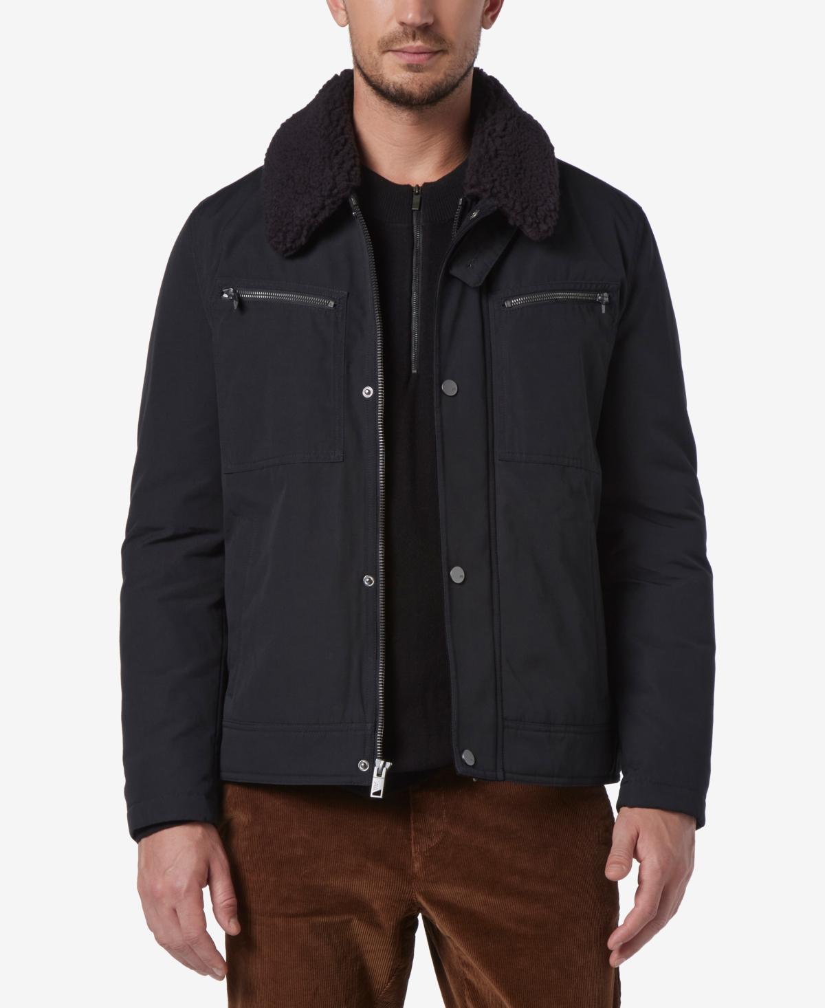 Marc New York Mens Randall Insulated Waxed Cotton Aviator Jacket with Fleece Collar Product Image