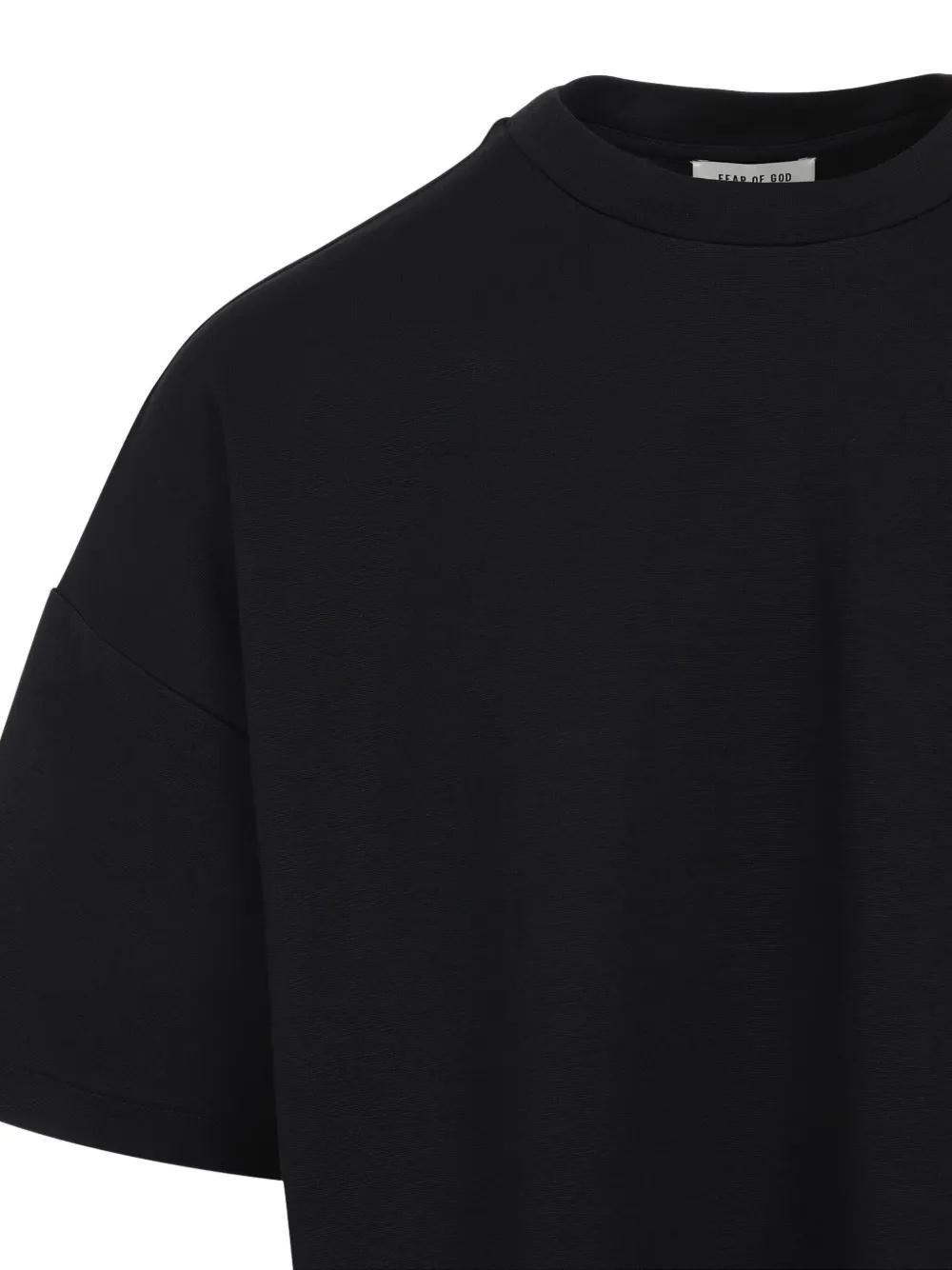 FEAR OF GOD Mens Black Logo-print Relaxed-fit Stretch-woven T-shirt Product Image