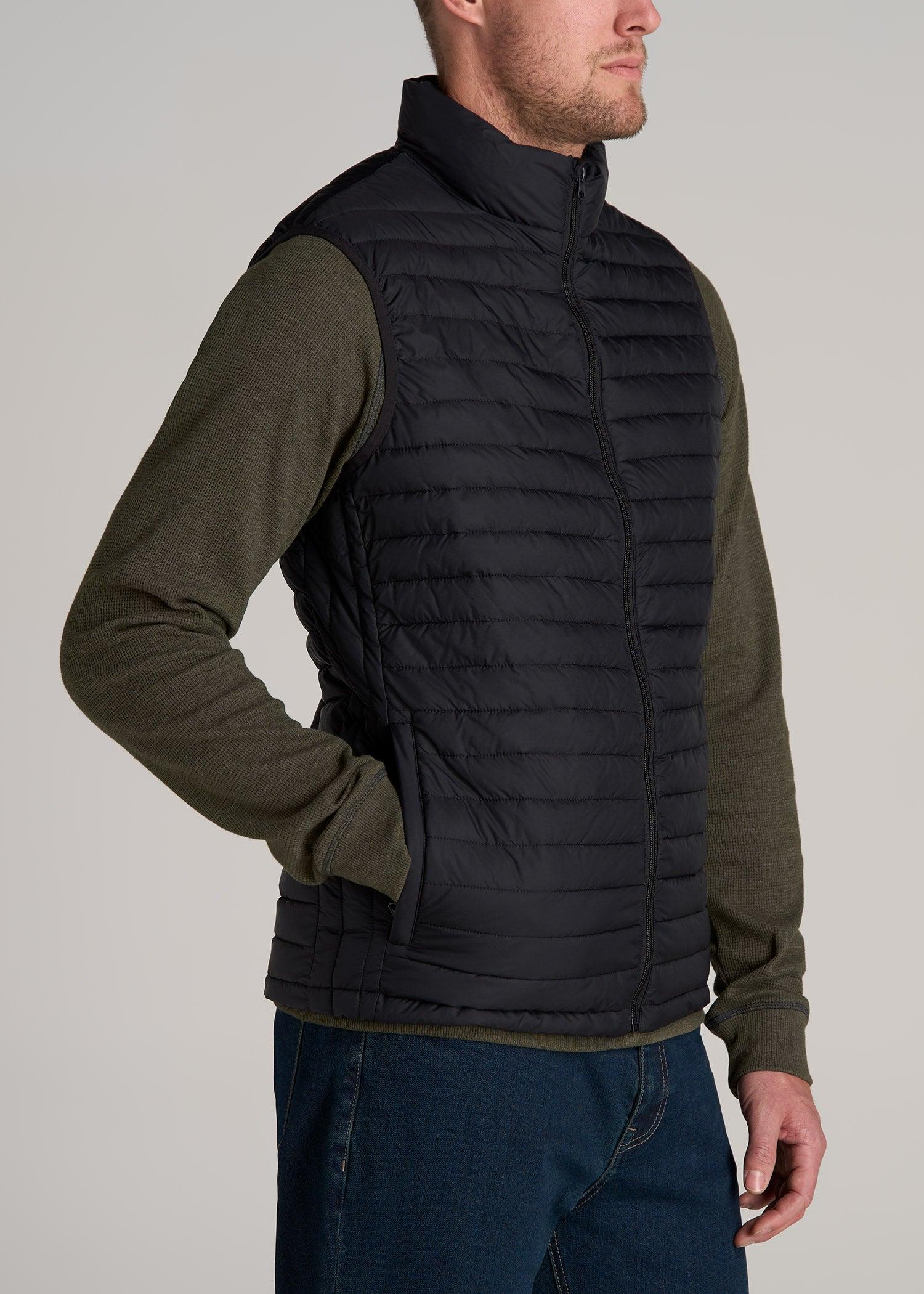 Tall Men's Packable Puffer Vest in Black Product Image