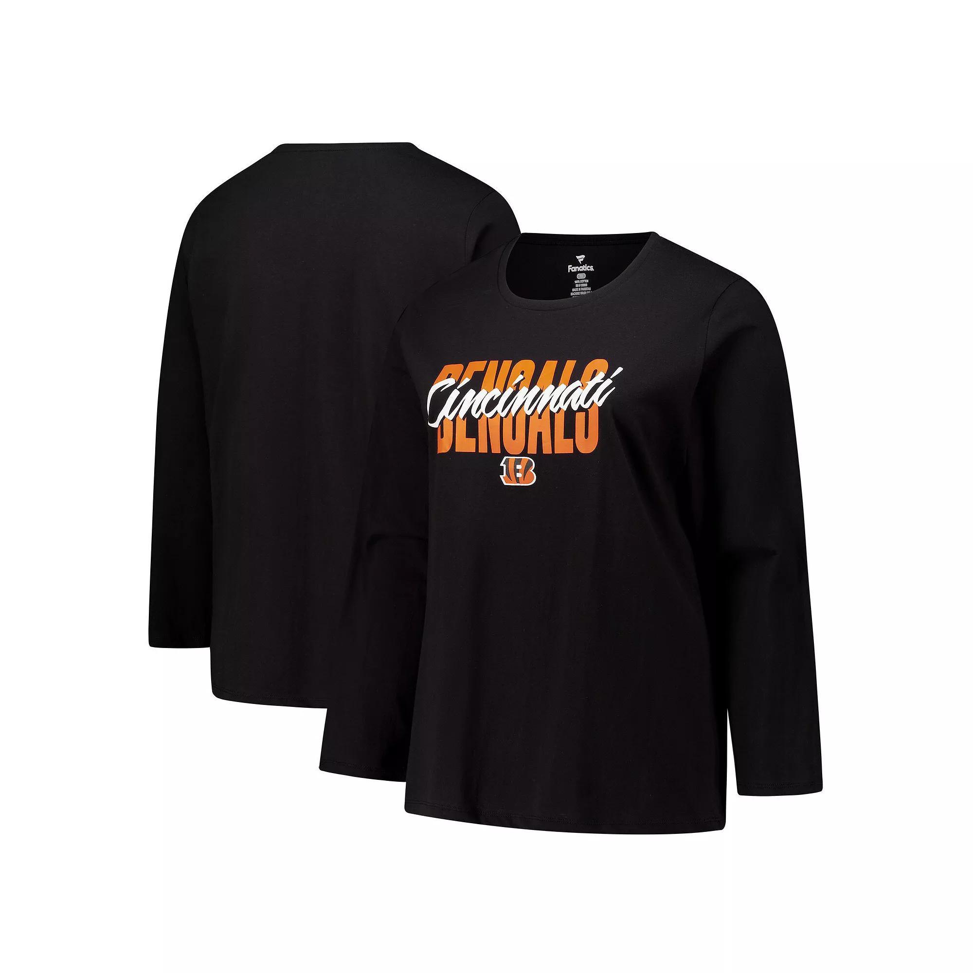 Women's Fanatics Black Cincinnati Bengals Long Sleeve Scoop Neck T-Shirt, Size: 3XL Product Image