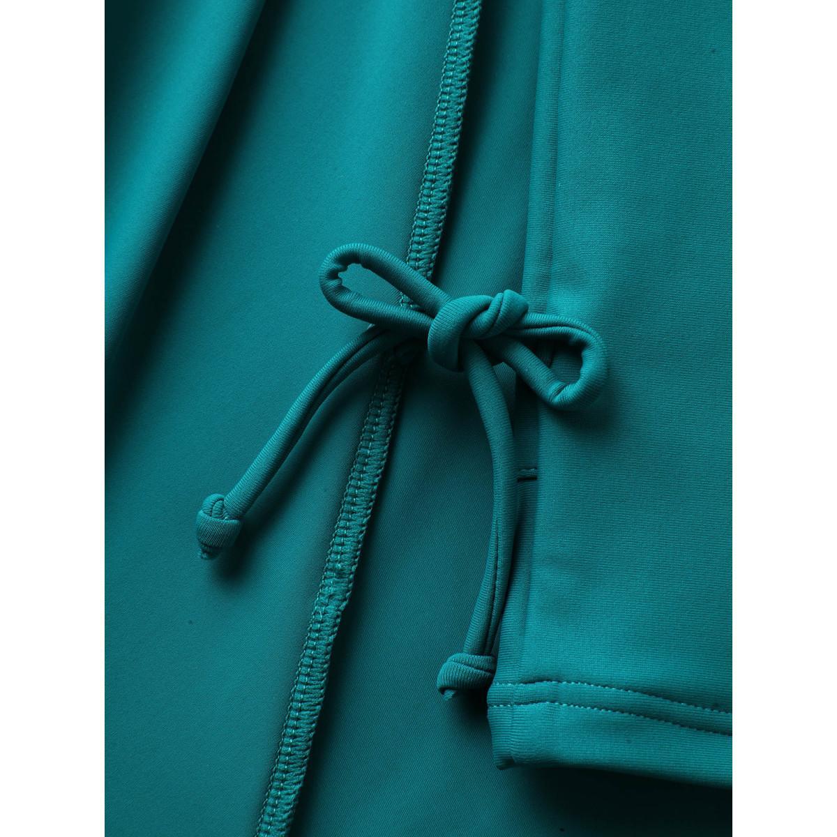 Plus Size Anti-Float Tie Twist Slit Swim Dress Women's Swimwear Cyan Beach Bodycon Heart neckline High stretch Curve Swim Dresses BloomChic 26/4X Product Image