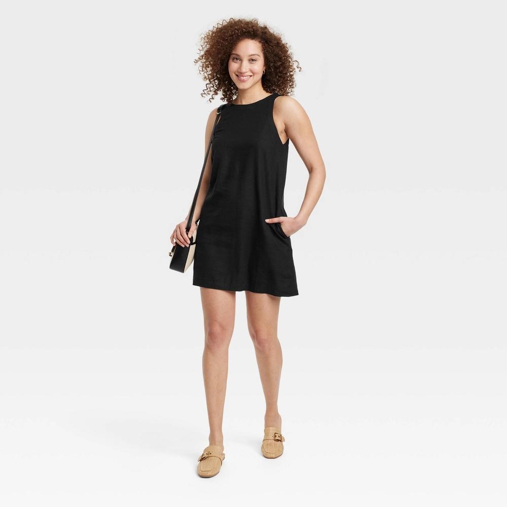 Women's Linen Mini Shift Dress - A New Day™ Product Image