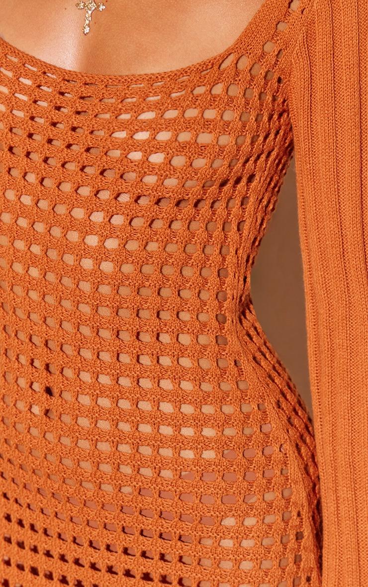 Rust Open Crochet Scoop Back Maxi Dress Product Image