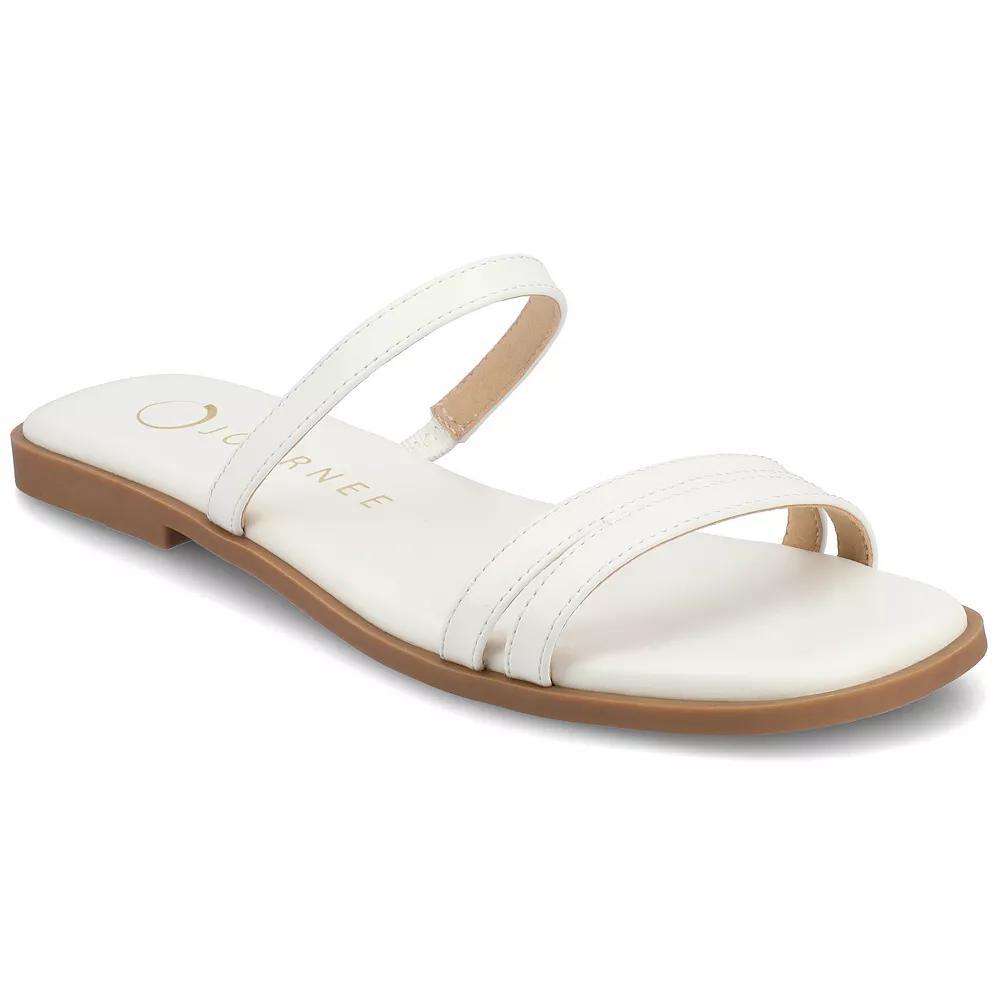 Journee Women's Multi Strap Slide On Flat Sandals, Size: 9, White Product Image