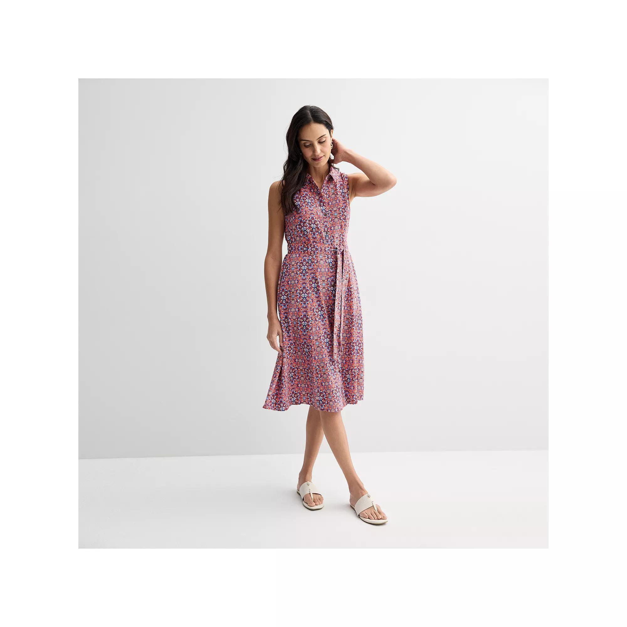 Women's Croft & Barrow® Y-Neck Shirtdress, Size: XXL, Black Tiny Geo Product Image