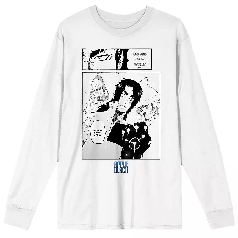 Men's Apple Black Manga Page Sano Long Sleeve Graphic Tee, Size: XL, White Product Image