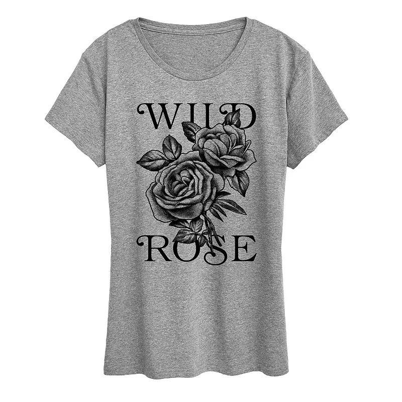 Womens Wild Rose Graphic Tee Grey Gray Product Image