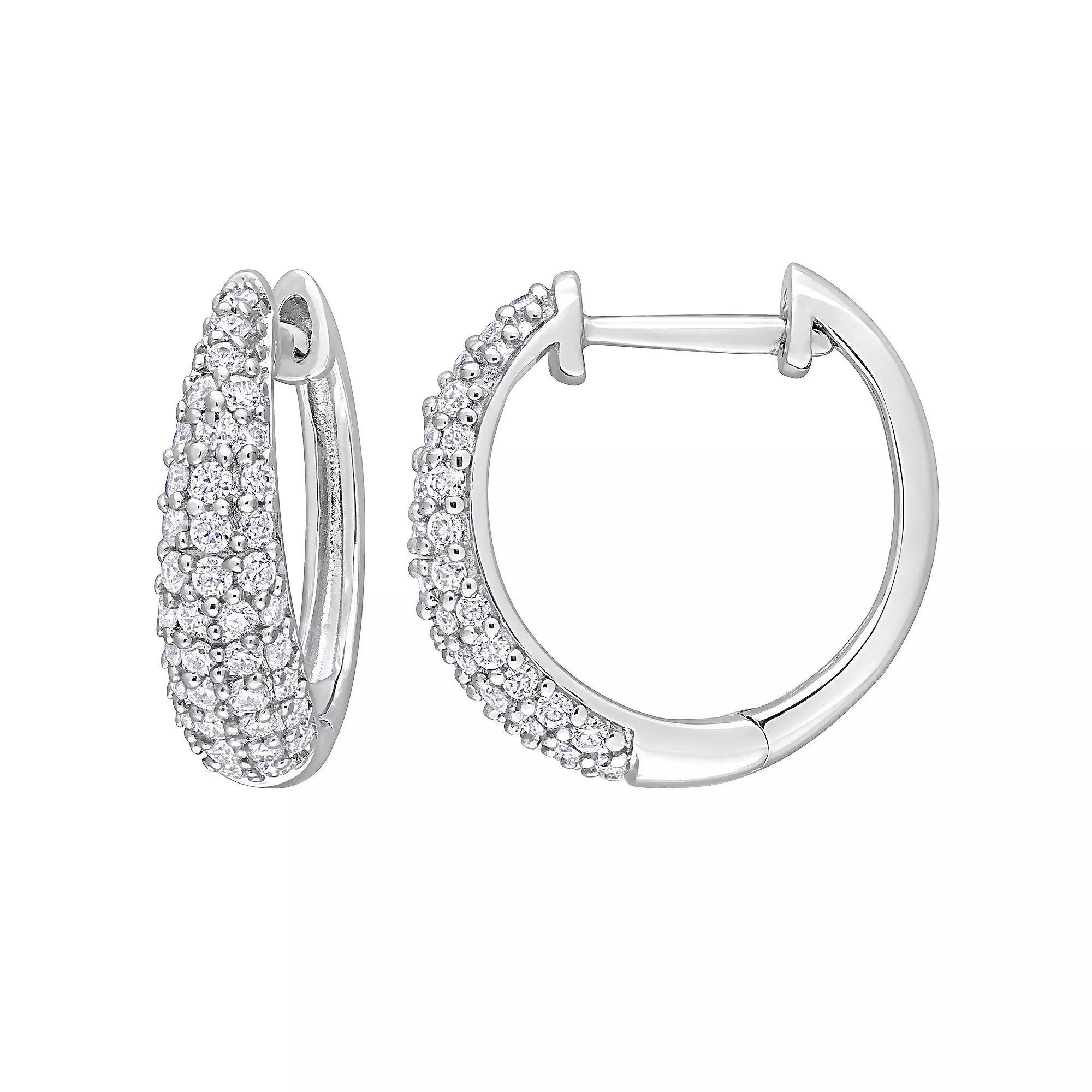 Stella Grace Sterling Silver 2/5 Carat T.W Lab-Created Moissanite Hoop Earrings, Women's Product Image