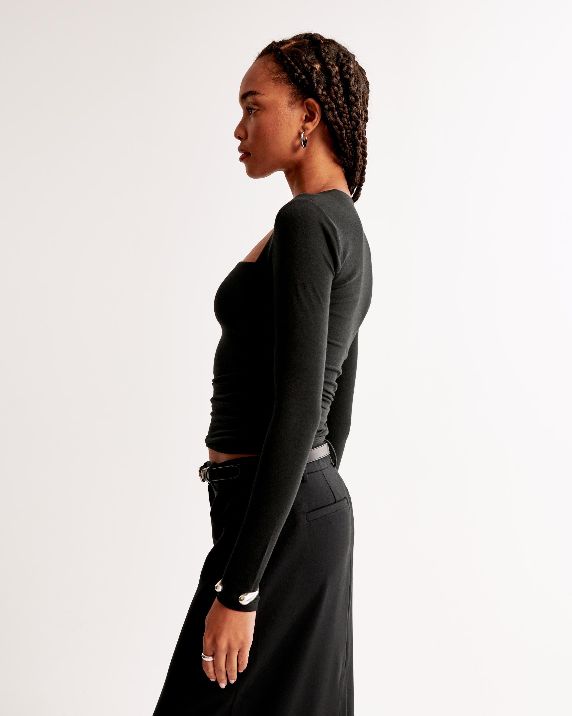 The A&F Ava Long-Sleeve Mesh Top Product Image