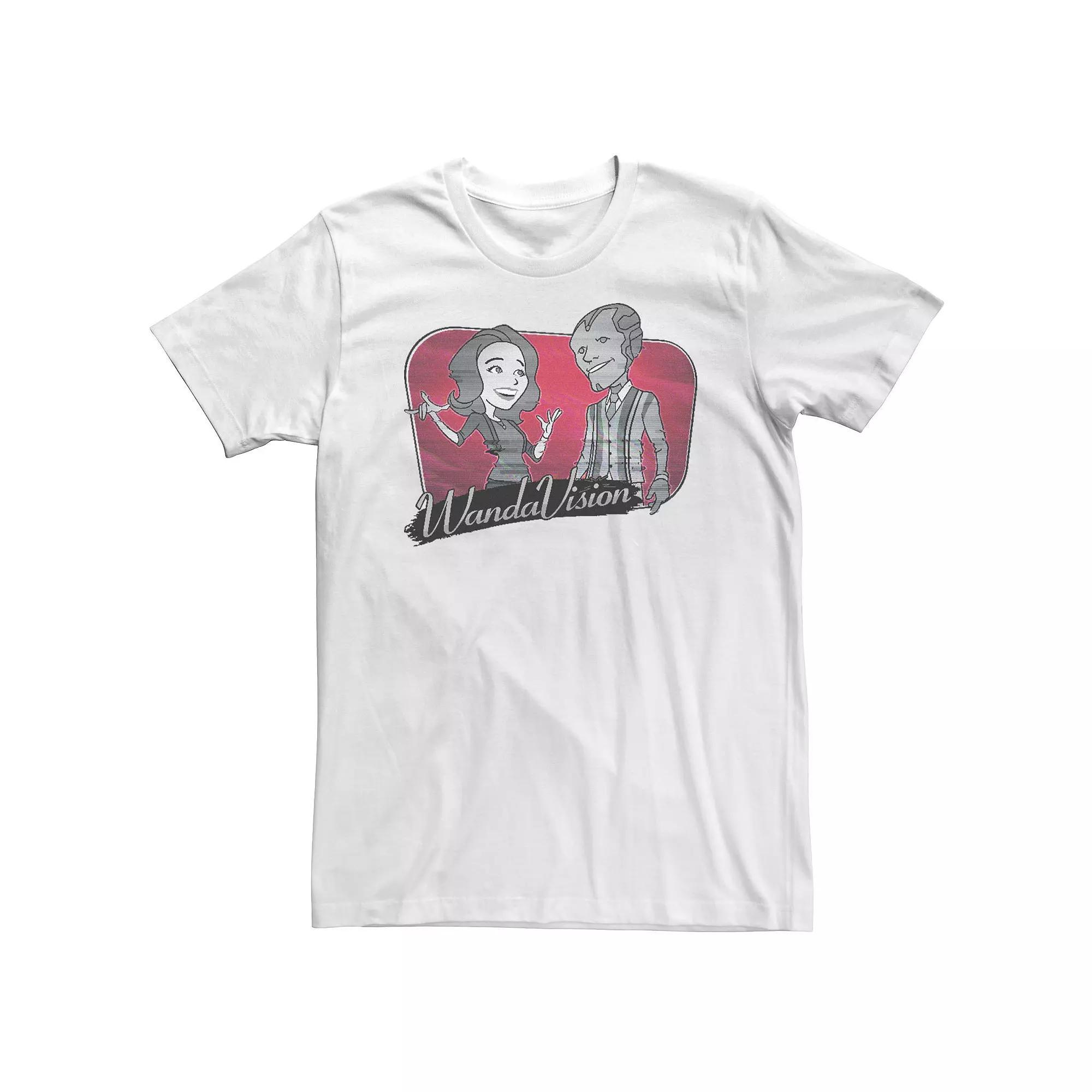 Big & Tall Marvel WandaVision '50s Style Wanda & Vision Cartoon Tee, Men's, Size: 5XL, White Product Image