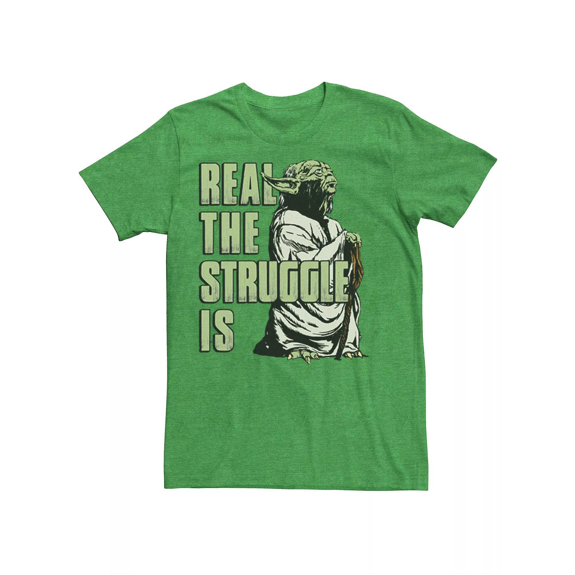 Men's Star Wars Yoda Real The Struggle Is Tee, Size: Medium, Kelly Grey Product Image