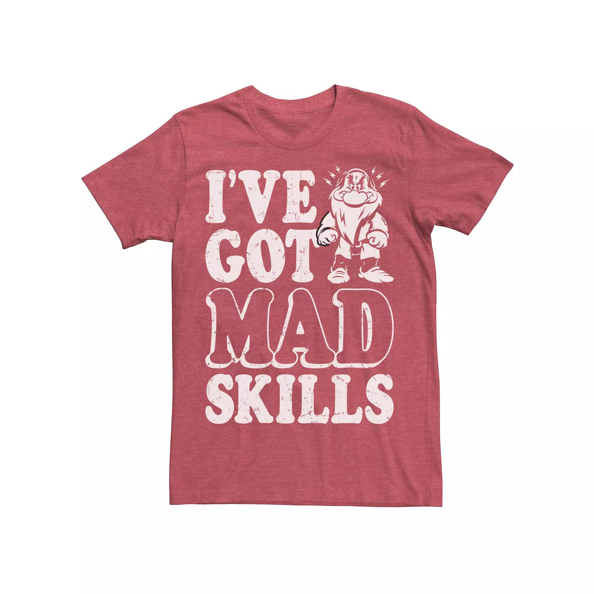 Disney's Snow White Grumpy Mad Skills Text Poster Men's Tee, Size: 3XL, Red Grey Product Image
